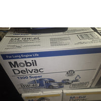 Mobil Delvac 1300 Super 15W-40 4 gallon case box detail
