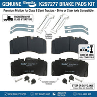 Bendix BX277 Air Disc Brake Pad Kit K297277 for ADB22X ADB22X-LT Calipers